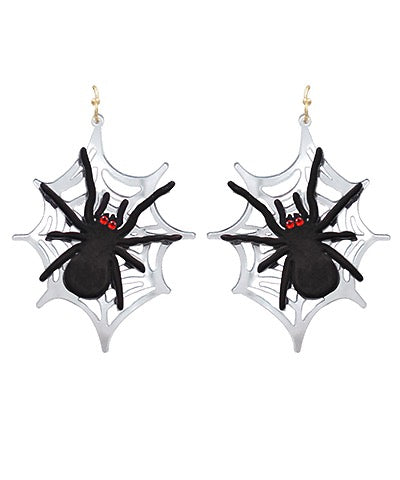 Spooky Acrylic Spider Web Earrings