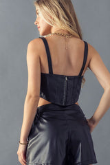 Delilah Vegan Laether Corset Tank-2 Colors