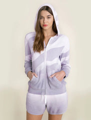 Barefoot Dreams CozyChic Ultra Lite® Ocean Reef Zip Up Hoodie-Soft Violet