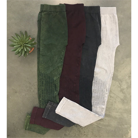 Highwaist Foil Leggings With Seam Details - 2 Colors