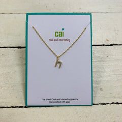 Lower Case Cubic Zirconia Initial Necklace
