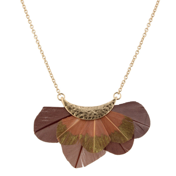 Jane Marie Gold Dipped Feather Bib Necklace