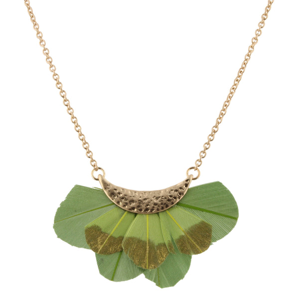 Jane Marie Gold Dipped Feather Bib Necklace