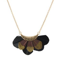 Jane Marie Gold Dipped Feather Bib Necklace