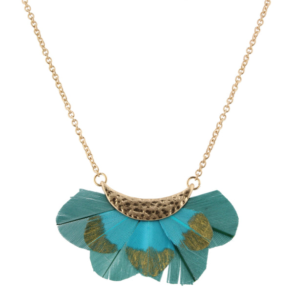 Jane Marie Gold Dipped Feather Bib Necklace