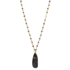 Jane Marie Partially Linked Beaded Body & Stone Pendant Necklace