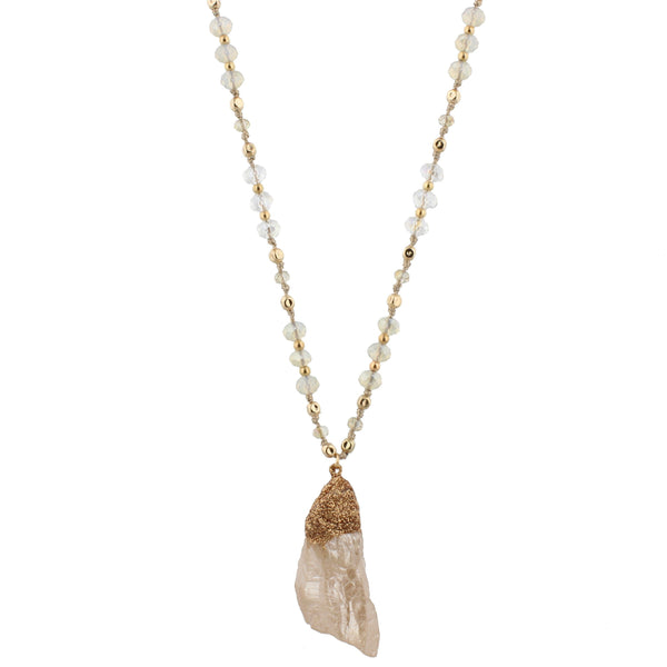 Jane Marie Quartz on Handknotted Mixed Beaded Body Necklace