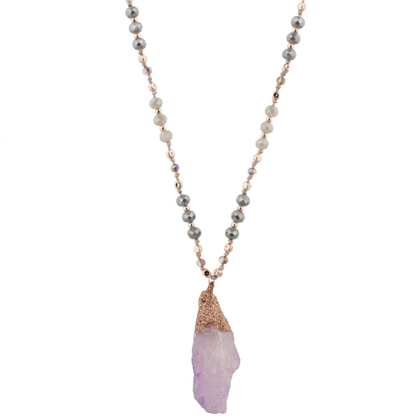 Jane Marie Quartz on Handknotted Mixed Beaded Body Necklace