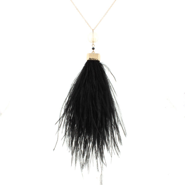 Jane Marie Feather Tassel with Clear Bead Accent