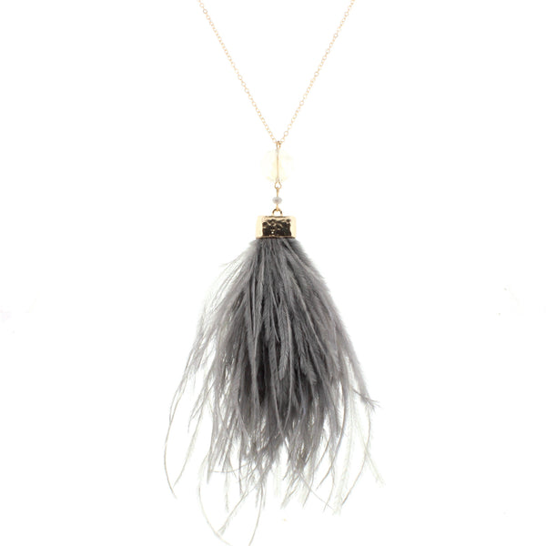 Jane Marie Feather Tassel with Clear Bead Accent