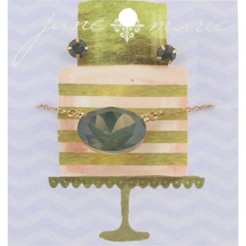 Jane Marie Oval Rhinestone Necklace with Matching Studs