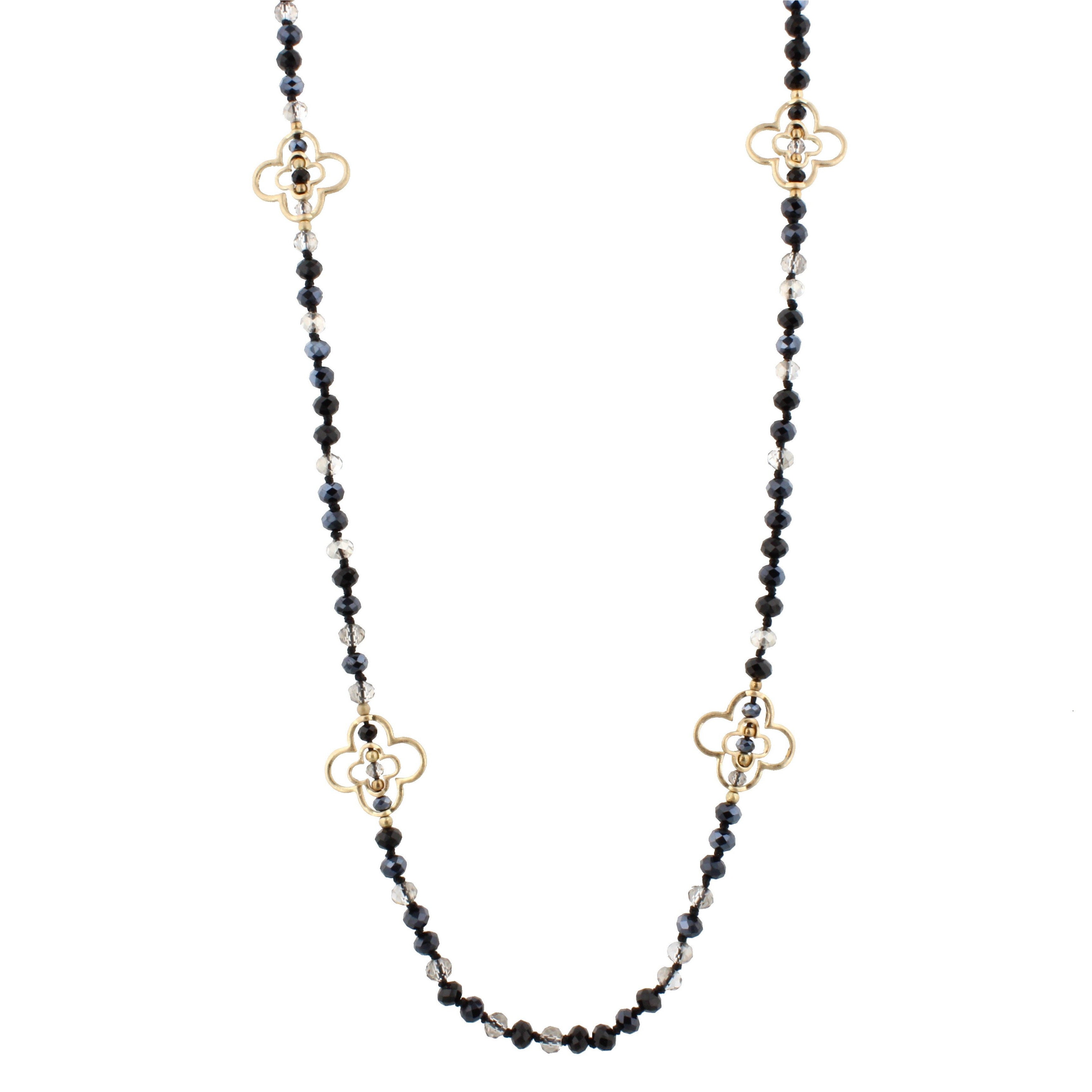 Jane Marie Handknotted Necklace with Clover Stations