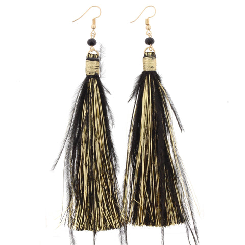 Jane Marie Fringe Tassel Feather Earrings