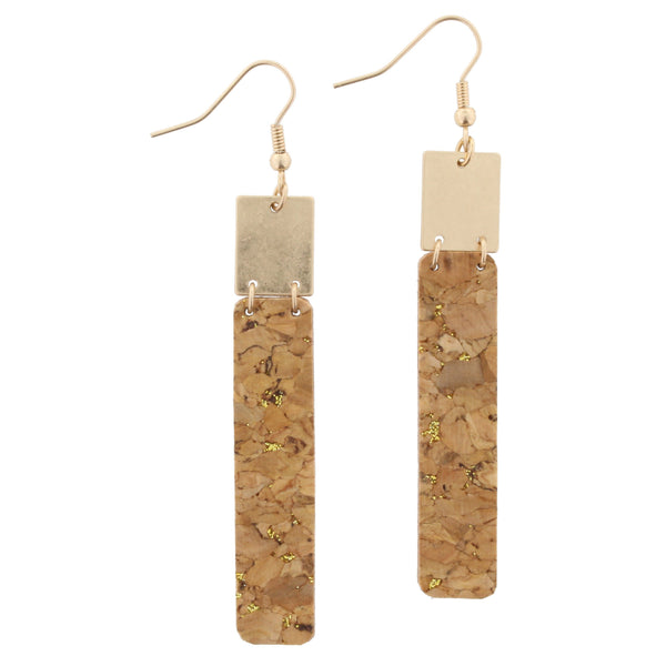 Jane Marie Cork Rectangle Earrings