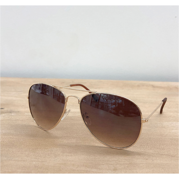 The Royal Standard Tyndall Pilot Sunglasses in Gold/Brown