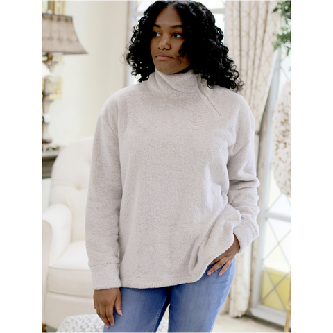 Alpine Side Quarter Zip Sherpa in Tan