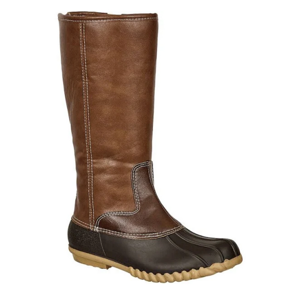 Tall Zip Up Duck Boots in Brown