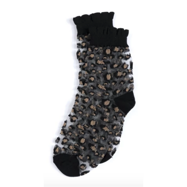 Leopard Fancy Socks in Grey