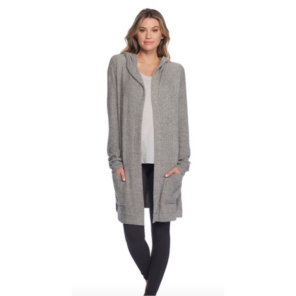 Barefoot Dreams The CozyChic Lite Resort Cardigan in Graphite/Stone