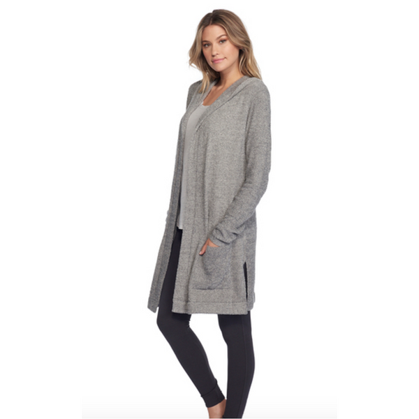 Barefoot Dreams The CozyChic Lite Resort Cardigan in Graphite/Stone