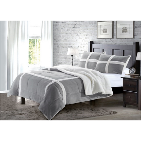 Faux Fur Lux King Size Blanket in Winter Bliss Gray