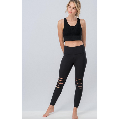 Highwaist Foil Leggings With Seam Details - 2 Colors