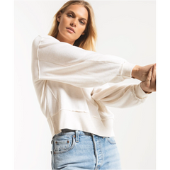 Z Supply Premium Fleece Deep V-Neck Pullover