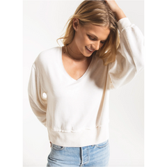 Z Supply Premium Fleece Deep V-Neck Pullover