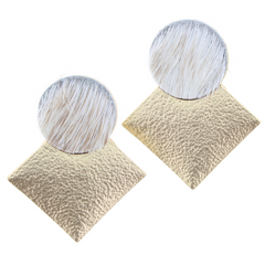Jane Marie Texture Square and Hide Earrings