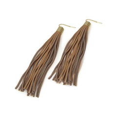 Shredded Leather Tassel Earrings