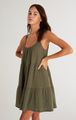 Z Supply Women's Danny Gauze Mini Dress, Dusty Olive, Extra Large, 100% Cotton Z Supply Women's Danny Gauze Mini Dress, Dusty Olive, Extra Large, 100% Cotton
