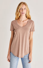 Z Supply Burnout Pocket Tee in Taupe Grey