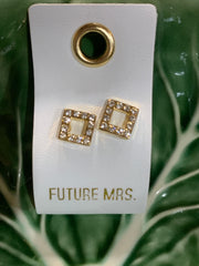 Petite Rhinestone Earrings on Leather Tags