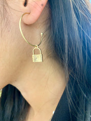 Jane Marie Gold Hoop with Lock Earring