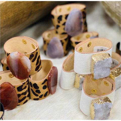 Leopard and Hide Stone Bracelets