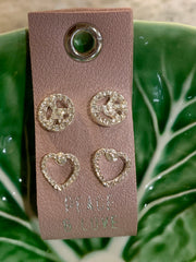 Petite Rhinestone Earrings on Leather Tags