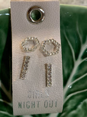 Petite Rhinestone Earrings on Leather Tags