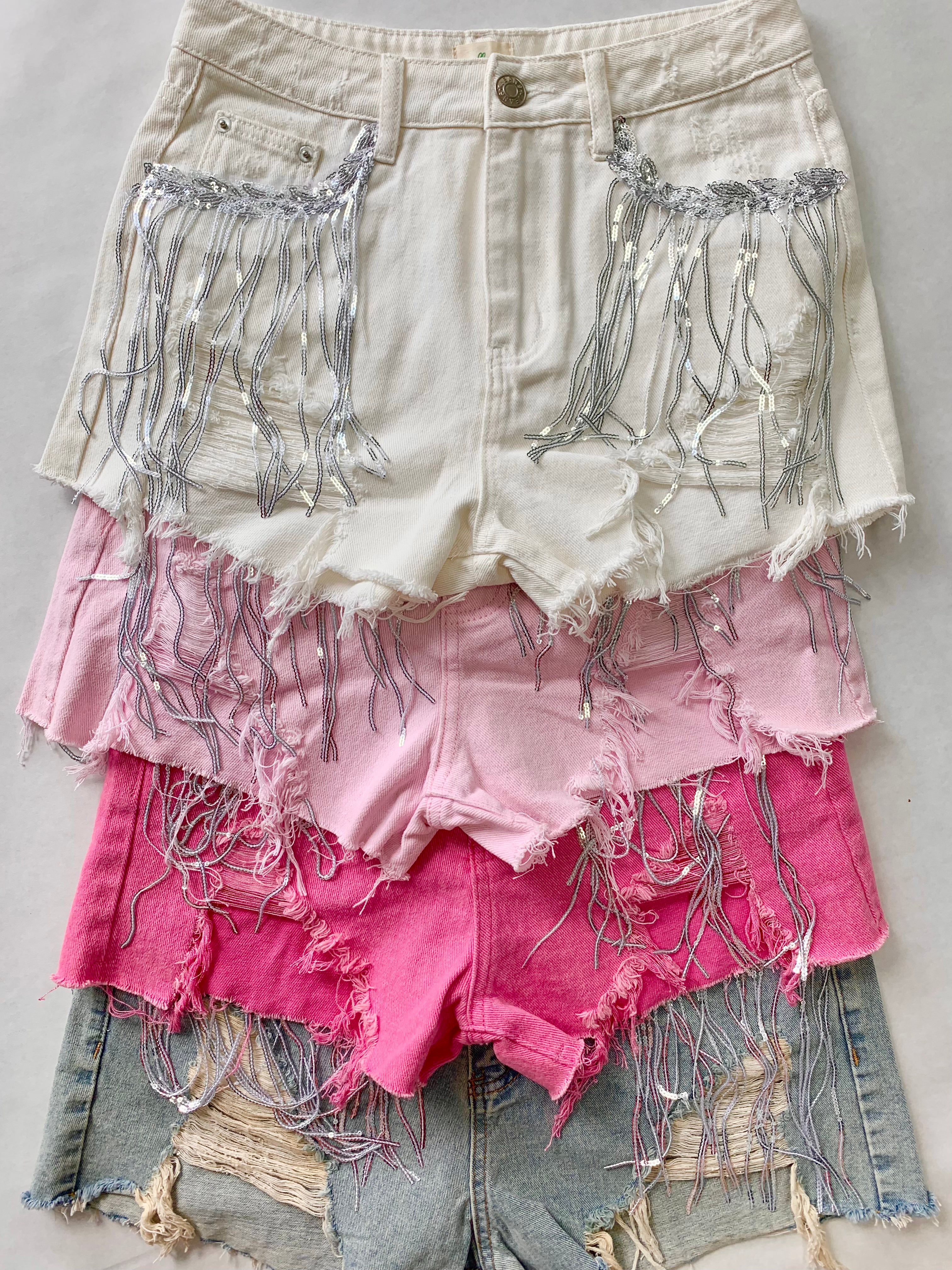 Suzie Sequin Denim Shorts A Little Bird Boutique