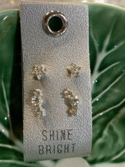 Petite Rhinestone Earrings on Leather Tags