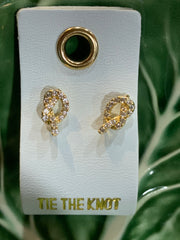 Petite Rhinestone Earrings on Leather Tags