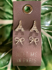 Petite Rhinestone Earrings on Leather Tags