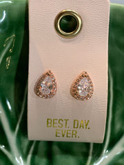 Petite Rhinestone Earrings on Leather Tags