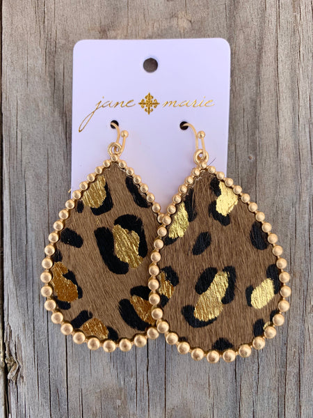 Taupe Leopard Earrings