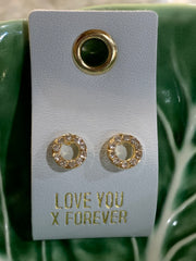 Petite Rhinestone Earrings on Leather Tags