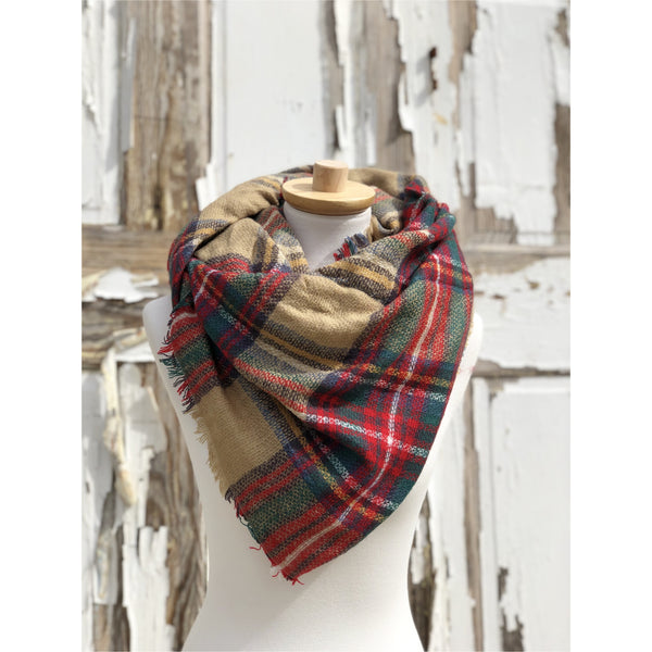 Oversized Plaid Blanket Scarves