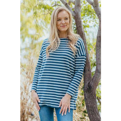 Simply Southern Striped Sweater - Navy